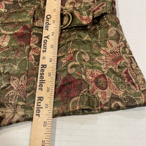 Vintage Petite Sophisticate Vest Large green paisley adjustable waist zip up - Picture 8 of 16